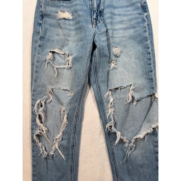 Aeropostale Mom Jean Medium Wash Denim Distressed Destroyed Women's Size 00 - Picture 4 of 6